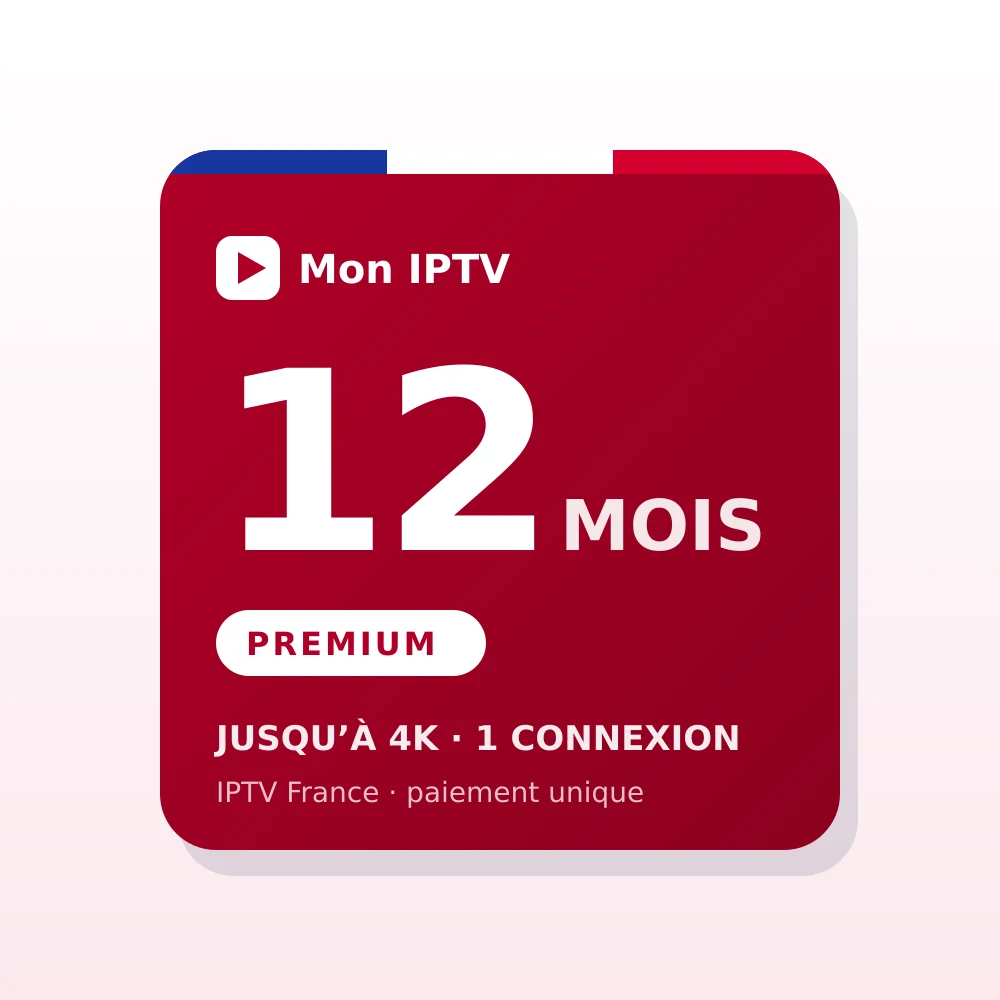 Abonnement IPTV Premium 12 mois, jusqu’à 4K, 1 connexion
