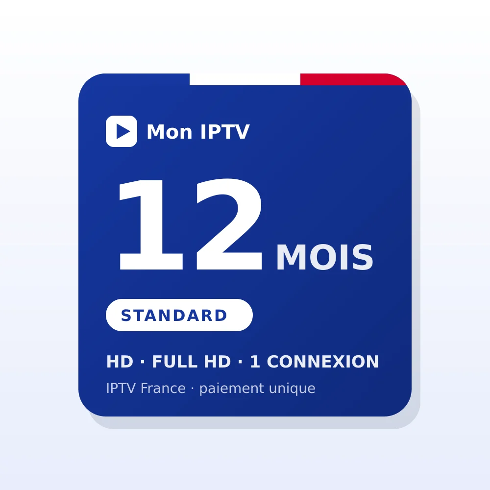 Abonnement IPTV Standard 12 mois, HD et Full HD, 1 connexion