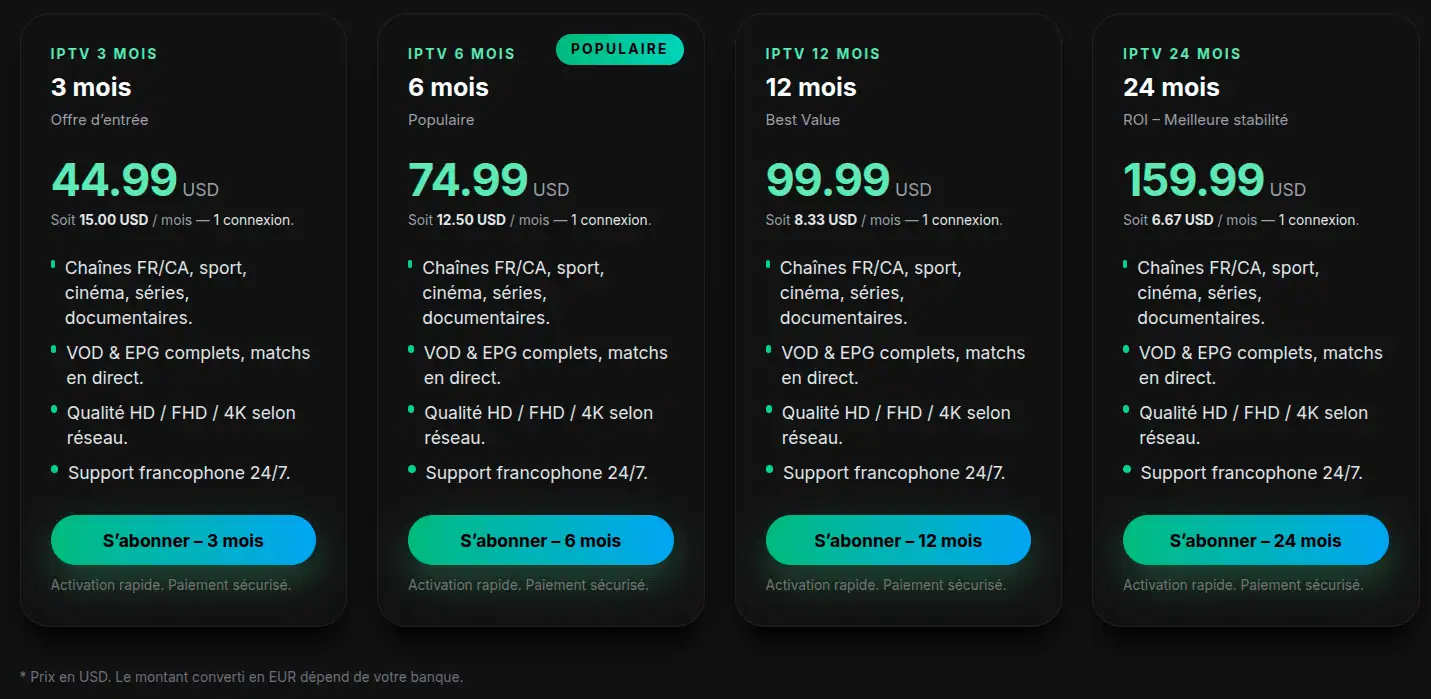 tableau comparatif appareils IPTV 2025